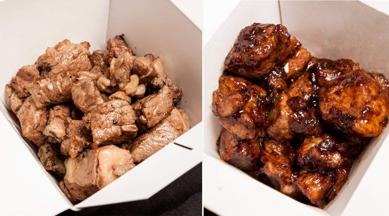 beef cubes and pork cubes at Huo Yan Shai Zi Niu